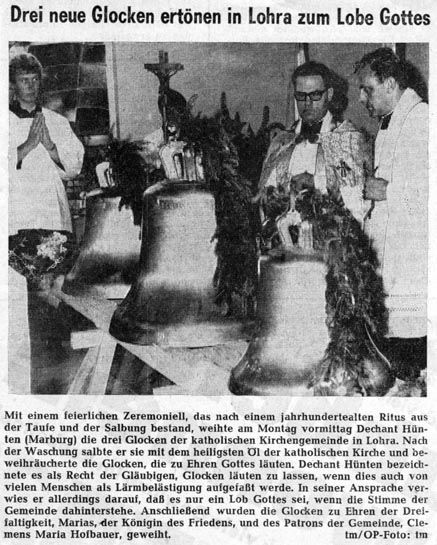 Glockenweihe 17.6.1968 - Bericht der Oberhessischen Presse